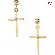 14kt White Pair .01CTW Diamond Cross and Ball Earring