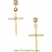 14kt White Pair .01CTW Diamond Cross and Ball Earring