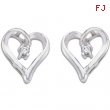 14kt White PAIR .04 CT TW Polished DIAMOND HEART EARRING