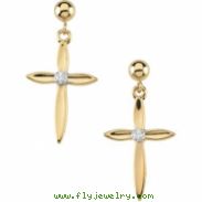 14kt White Pair .04CTW Diamond Cross and Ball Earring