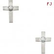 14kt White PAIR 07.00X05.00 MM Polished CROSS EARRING W/DIAMOND W/BACK