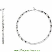 14kt White PAIR 1 1/5 CTTW Polished DIAMOND HOOP EARRING