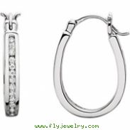 14kt White PAIR 1 CT TW Polished DIAMOND HOOP EARRING