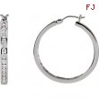 14kt White PAIR 1 CT TW Polished DIAMOND HOOP EARRING