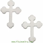 14kt White PAIR 11.00X08.00 MM Polished CROSS EARRING WITH BACKS