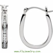 14kt White PAIR 1/2 CT TW Polished DIAMOND HOOP EARRING