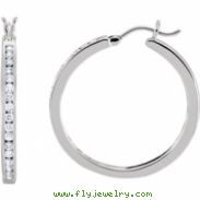 14kt White PAIR 1/2 CT TW Polished DIAMOND HOOP EARRING