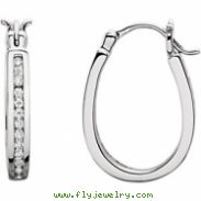 14kt White PAIR 1/3 CT TW Polished DIAMOND HOOP EARRING