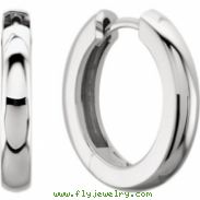 14kt White PAIR 17.50 MM Polished HINGED EARRING