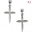 14kt White PAIR 18.00X13.00 MM Polished CROSS BALL DANGLE EARRING