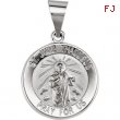 14kt White Pendant Complete No Setting 14.75 MM Polished ROUND HOLLOW ST. JUDE MEDAL