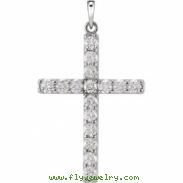 14kt White Pendant Complete with Stone 1 1/2 02.90 MM Polished DIAMOND CROSS PENDANT