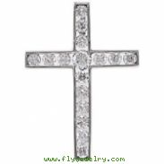 14kt White Pendant Complete with Stone NONE 01.70 AND 02.50 MM Polished DIA CROSS PENDANT