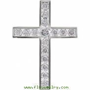 14kt White Pendant Complete with Stone NONE 02.80 AND 04.10 MM Polished DIA CROSS PENDANT