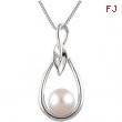 14kt White Pendant Complete with Stone Round 07.00 MM NONE Polished FRESHWATER CULTURED PEARL PEND