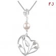 14kt White Pendant Complete with Stone Round 07.00 MM NONE Polished FRESHWATER CULTURED PEARL PEND