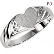 14kt White RING Polished SIGNET HEART RING