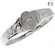 14kt White RING Polished YOUTH SIGNET W/CROSS RING