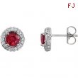 14kt White Ruby Pair Ruby and 3/8 Diamond Earrings