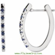 14kt White Sapphire-Diamond Yellow-White 1/5 Pair Polished Hoop Earrings