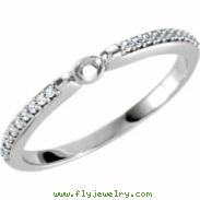 14kt White Shank Component with Stone 03.80 mm Polished 1/8CTW Diamond Accented Shank