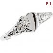 14kt White SIZE 03.00 Polished YOUTH HEART W/DIAMOND