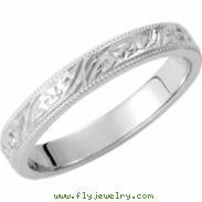 14kt White SIZE 05.00 Polished HAND ENGRAVED BAND