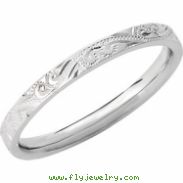 14kt White SIZE 05.00 Polished HAND ENGRAVED BAND