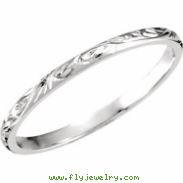 14kt White SIZE 05.00 Polished HAND ENGRAVED BAND