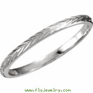 14kt White SIZE 07.00 Polished HAND ENGRAVED BAND