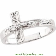 14kt White SIZE 07.00/LADIES Polished CRUCIFIX CHASTITY RING W/BOX