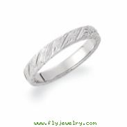 14kt White SIZE 09.00 Polished HAND ENGRAVED BAND