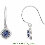 14kt White Tanzanite 1/5CTW 05.00 mm Tanzanite and 1/5CTW Diamond Earrings