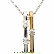 14kt White/14kt Yellow with Rhodium 1/10 CT TW Polished TWO TONE DIAMOND NECKLACE