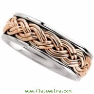 14kt White/Rose 10 Hand Woven Band