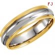 14kt White/Yellow SIZE 08.50 Polished TT COMFORT FIT MILGRAIN BAND