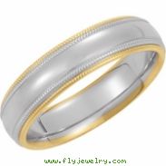 14kt White/Yellow SIZE 13.00 Polished TWO TONE COMFORT FIT BAND