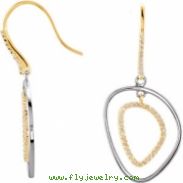 14kt Yellow & Sterling Silver COMPLETE WITH STONES PAIR 3/8 CT TW Polished NONE