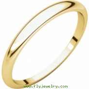 14kt Yellow 02.50 mm Half Round Tapered Band