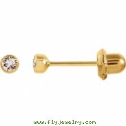 14kt Yellow 03.00 MM Polished APRIL BEZEL PIERCING EARRING