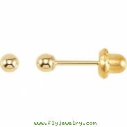 14kt Yellow 03.00 MM Polished INVERNESS BALL EARRING