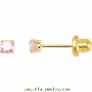 14kt Yellow 03.00 MM Polished INVERNESS PINK CUBIC ZIRCONIA