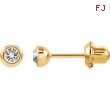 14kt Yellow 04.00 MM Polished APRIL BEZEL PIERCING EARRING