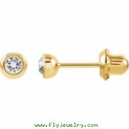 14kt Yellow 04.00 MM Polished APRIL BEZEL PIERCING EARRING