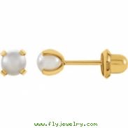 14kt Yellow 04.00 MM Polished SIM PEARL EARRING