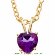 14kt Yellow 06.00 MM Polished GENUINE AMETHYST PENDANT
