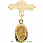 14kt Yellow 12.00X09.00 MM Polished ST. CHRISTOPHER BAPTISMAL PIN