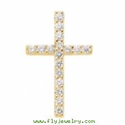 14kt Yellow 1/4 CTTW PENDANT Polished PETITE DIAMOND CROSS