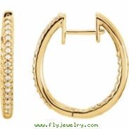 14kt Yellow 1/4 CTW Pair 1/4CTW Diamond Inside-Outside Hoop Earrings