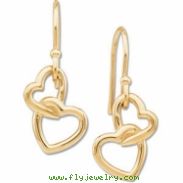 14kt Yellow 16.50X9.50 MM PAIR Polished METAL HOOK HEART EARRING